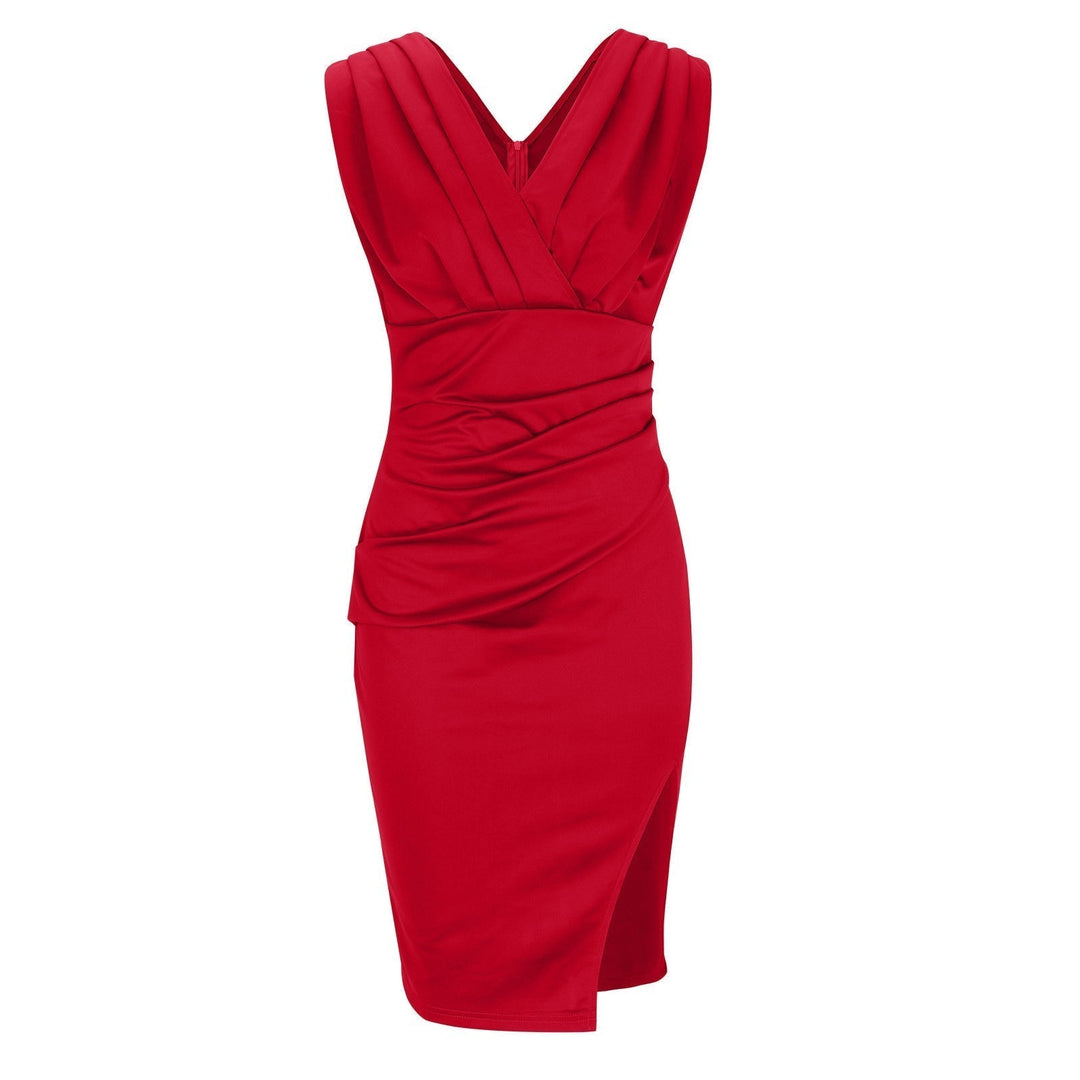 Kirra | Fitted V-Neck Dress with Slit