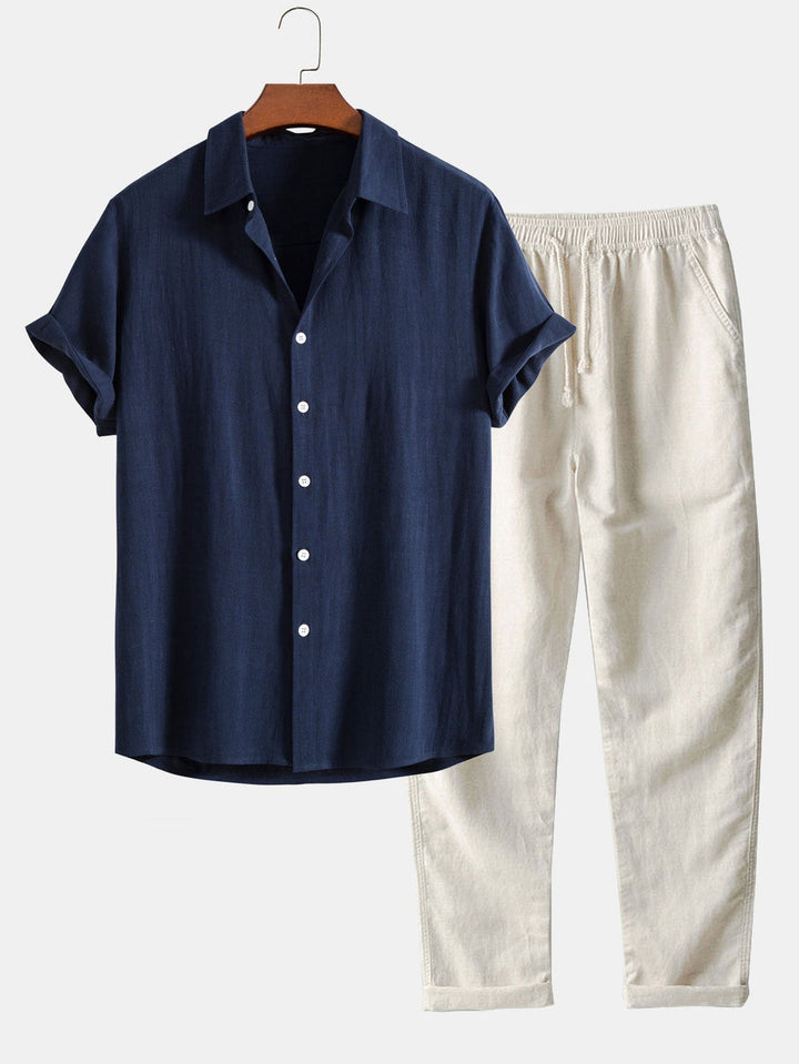 FELIX™ | CASUAL MEN'S LINEN POLO AND TROUSER SET