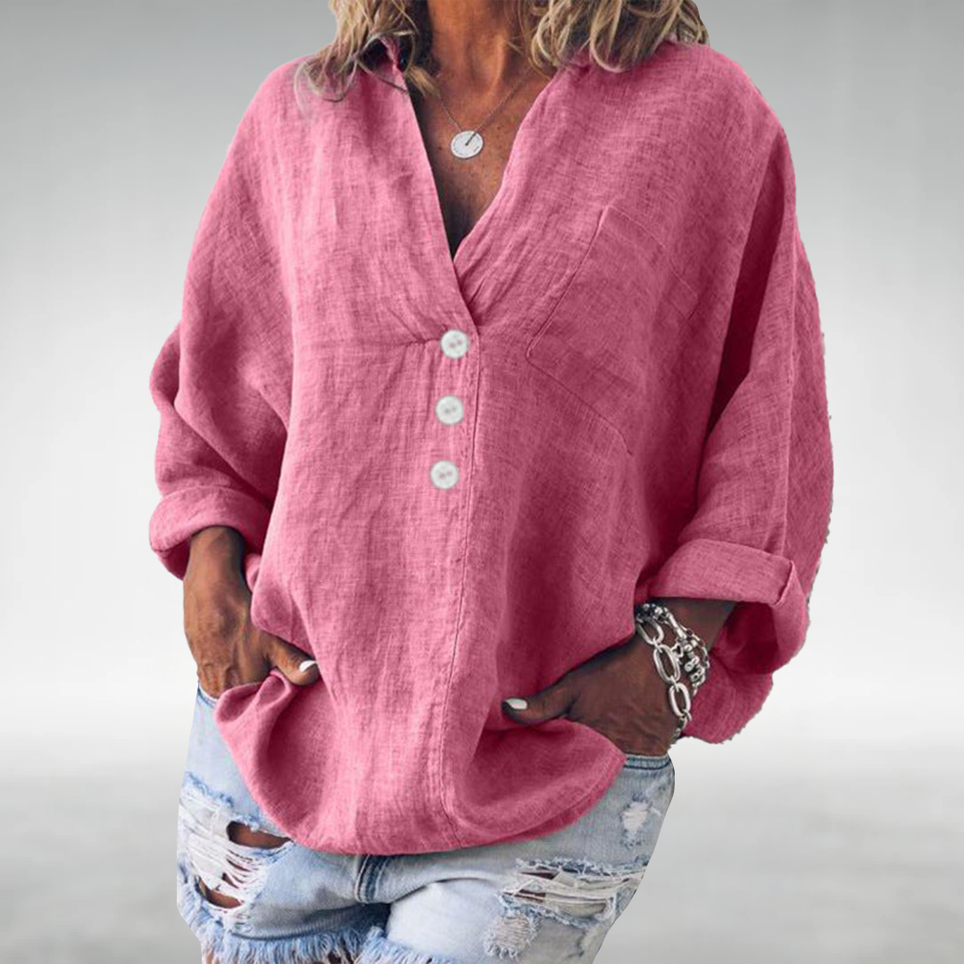 Ria™ | Stylish One-Colour Pullover With Buttons