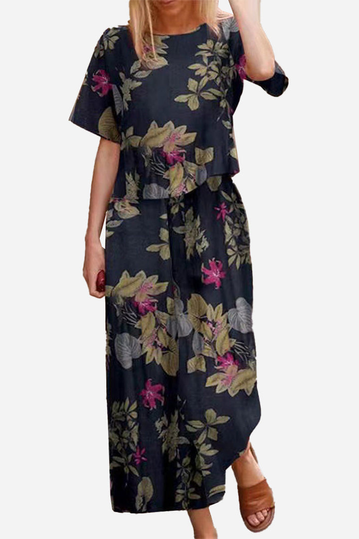 Ina | Loose Floral Short Sleeves Two-Piece Set