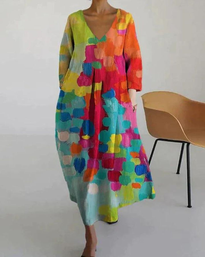 Gala | Multi-Colour Maxi Dress with V-Neck