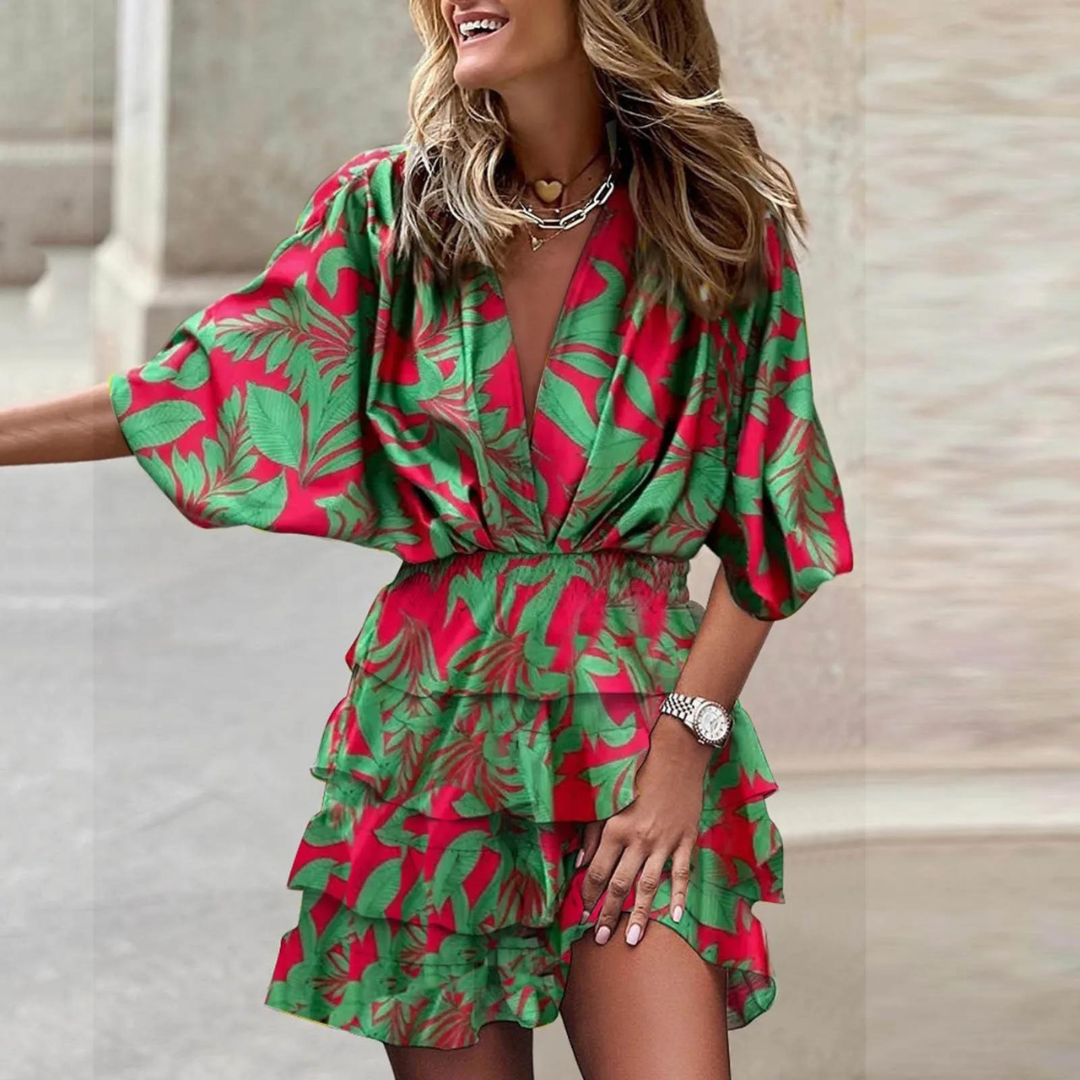 Mona | Luxurious Vibrant Mini Ruffle Dress