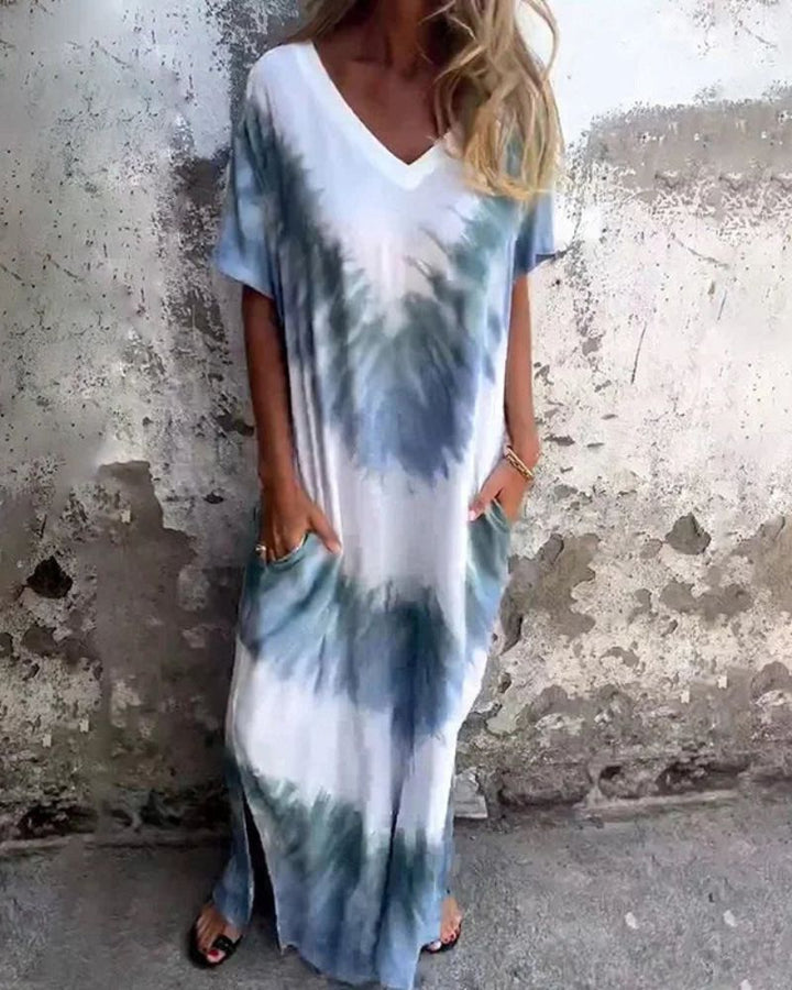 Ula | Elegant Tie Dye Boho Maxi Dress