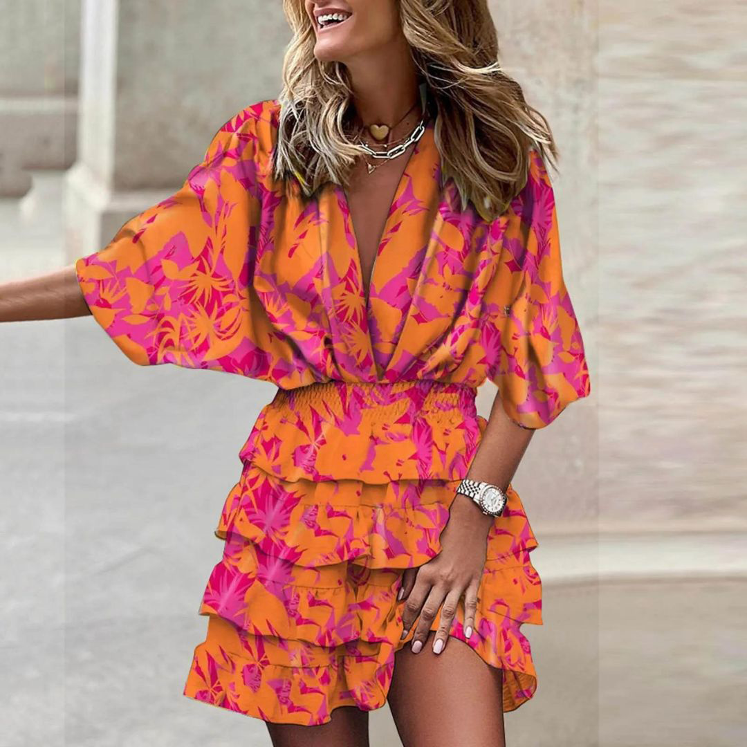 Mona | Luxurious Vibrant Mini Ruffle Dress