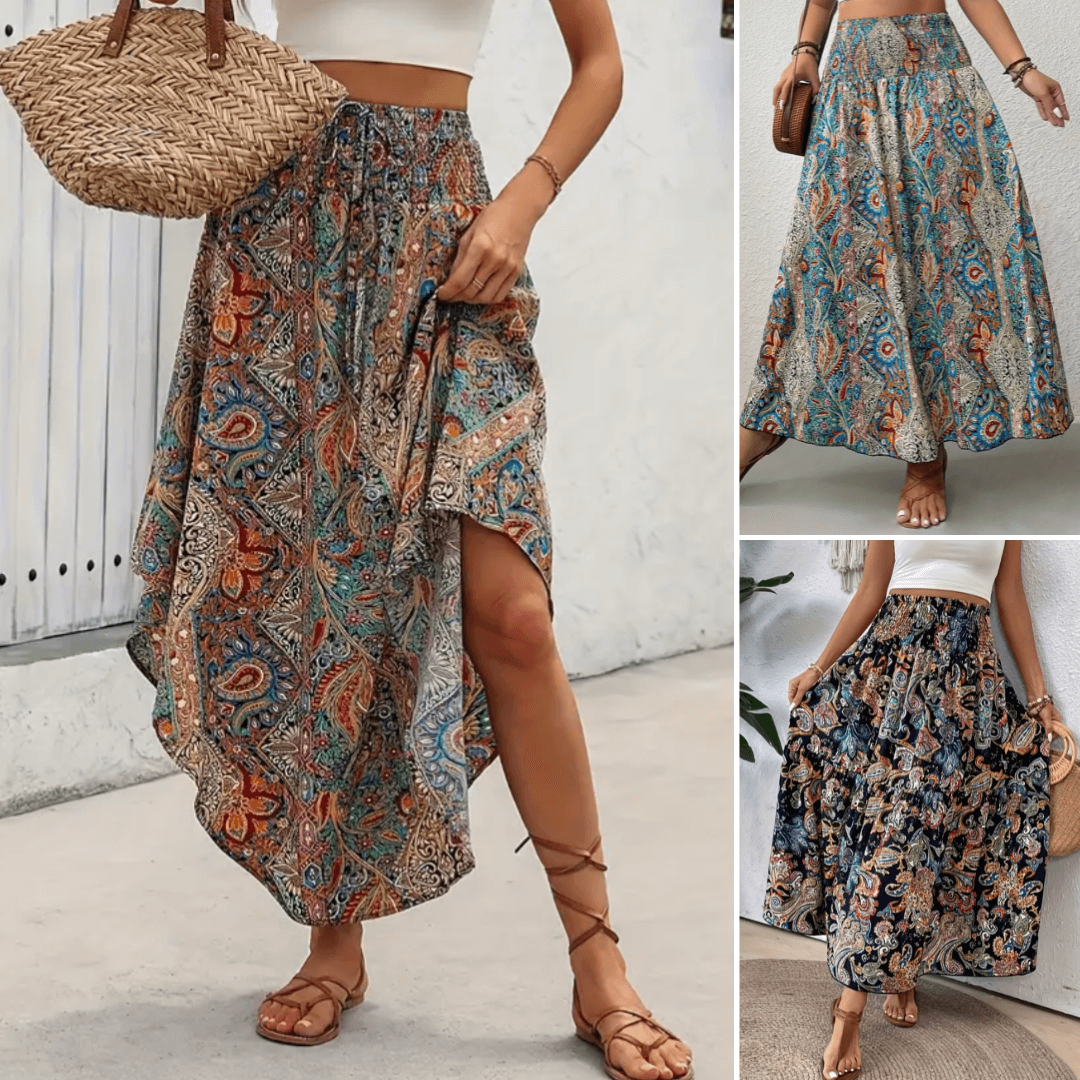 Nell | Trendy Boho Multicoloured Maxi Skirt