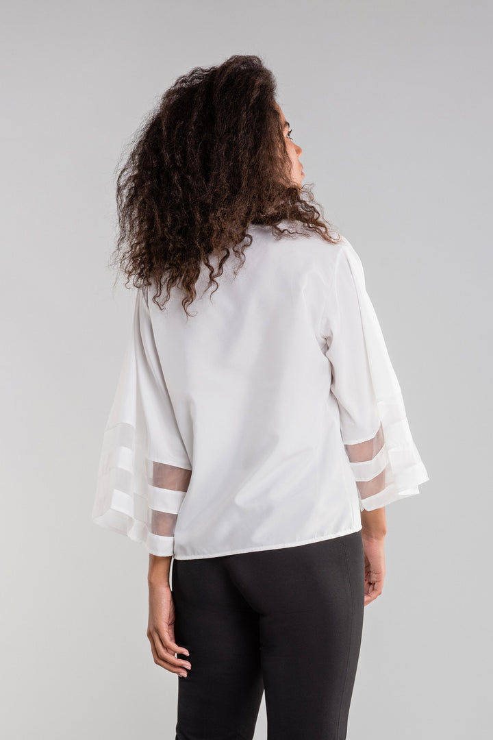 Zelina | Mesh Panel Sleeve Loose Fit Top