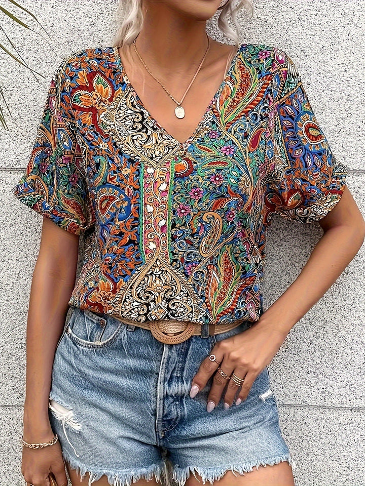 Amaryllis | Vibrant V-Neck Blouse