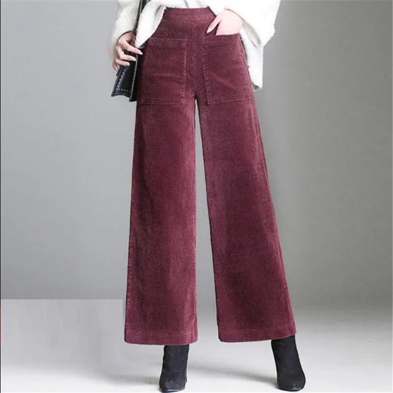 Loni™ | Soft High-Waist Solid Colour Corduroy Pants