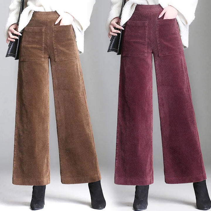 Loni™ | Soft High-Waist Solid Colour Corduroy Pants