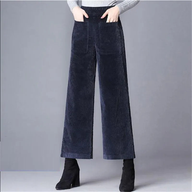 Loni™ | Soft High-Waist Solid Colour Corduroy Pants