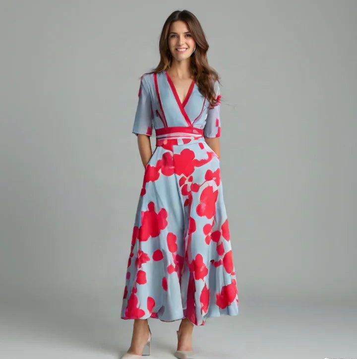 Jasmine™ | Elegant Flower Pattern Maxi Dress