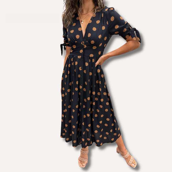 Luna | Dress with V-Neckline and Dots