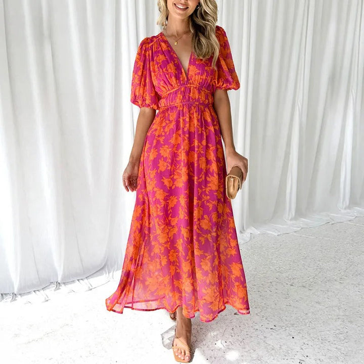 Sophia | Stylish Vibrant Multicolour Maxi-Dress