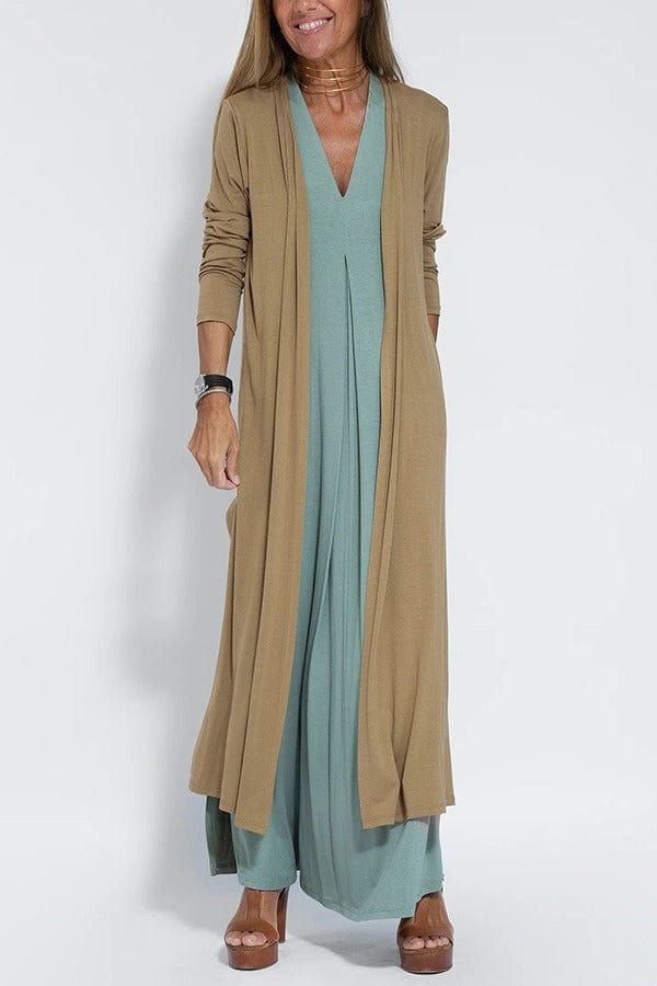 Katherine | Elegant Long Maxi Dress with Matching One-Colour Cardigan