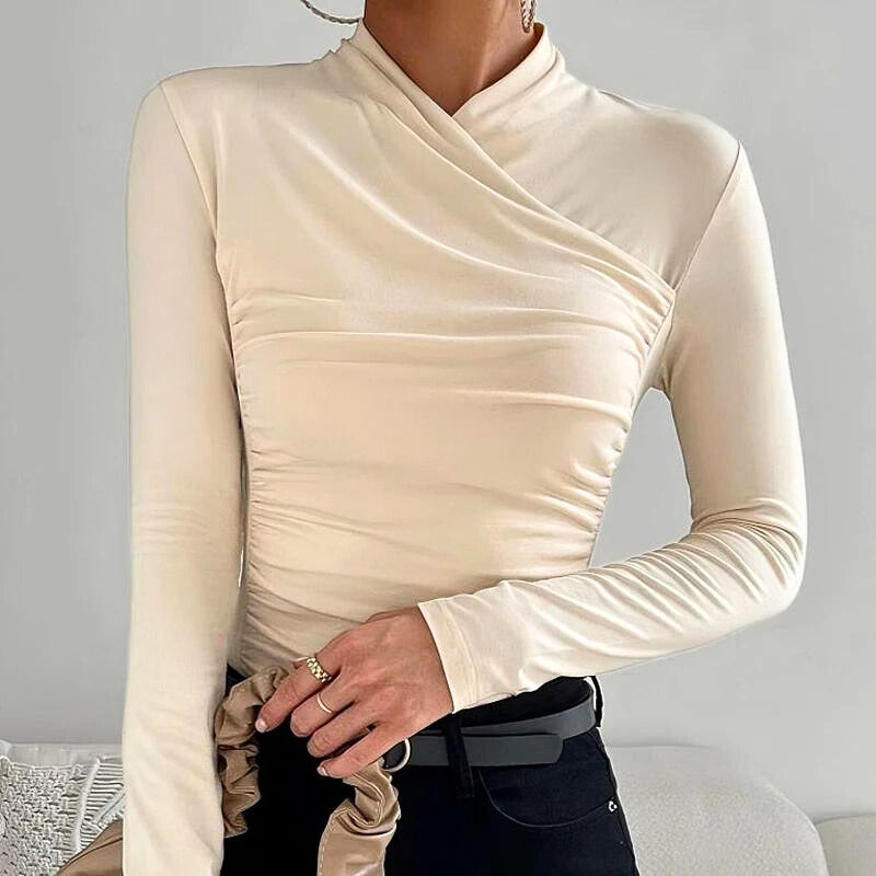 Mel | Solid Colour Cross-Neck Top