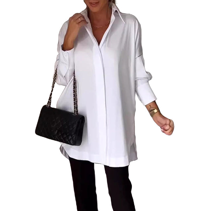 Marina™ | Chic Straight Women’s Lapel Shirt