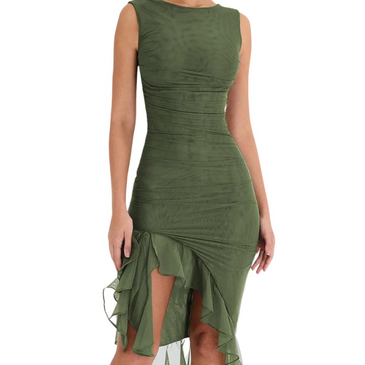 Lavinia™ | Chic Ruffle Midi-Dress