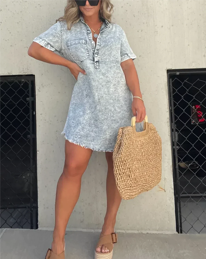 Reya | Elegant Denim Look Shirt Dress