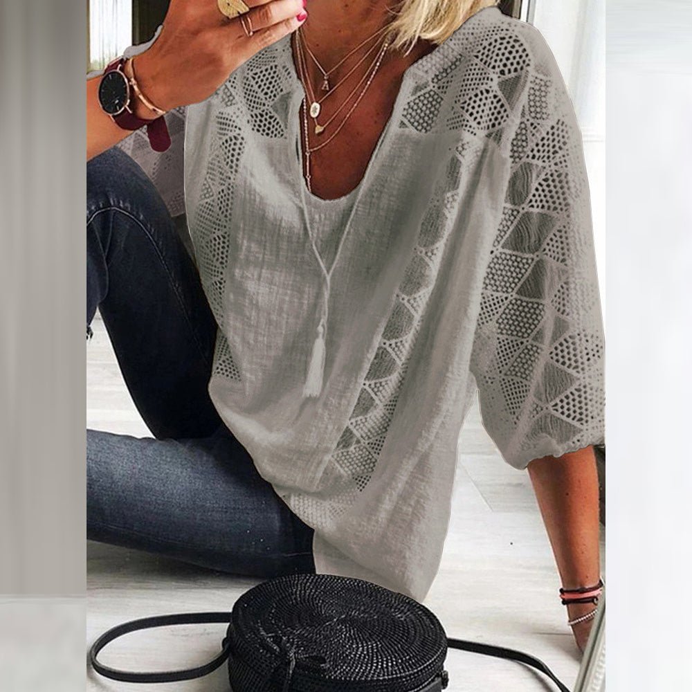 Joyce | Elegant Boho-Crochet Detailed Blouse