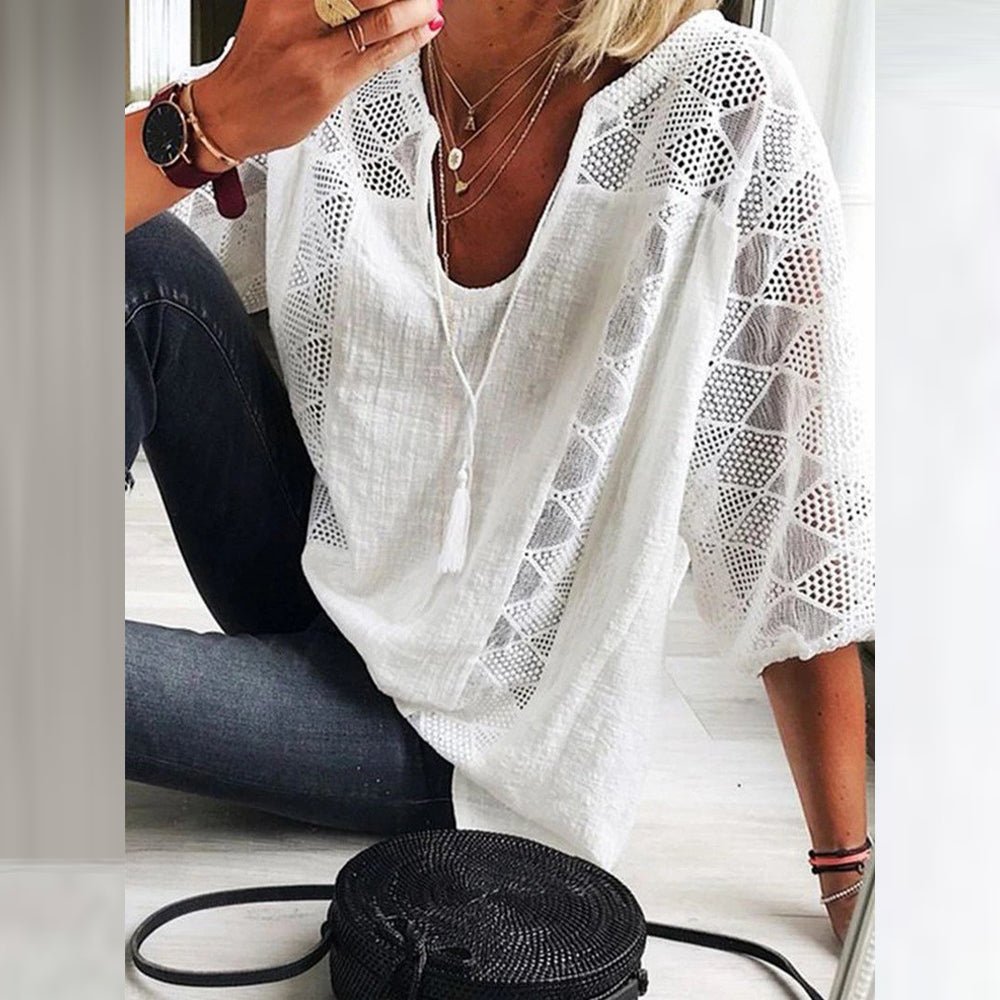 Joyce | Elegant Boho-Crochet Detailed Blouse